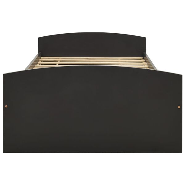 vidaXL Rúmgrind með 2 Skúffum Grá Gegnheil Fura 90x200 cm