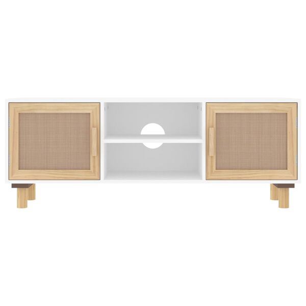 vidaXL Skenkur Hvítur105x30x40cm Gegnheil Fura&Náttúrulegur Spanskreyr