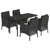 vidaXL 5 Hluta Gar&eth;bor&eth;stofusett me&eth; Sessum Svart P&oacute;l&yacute;rattan