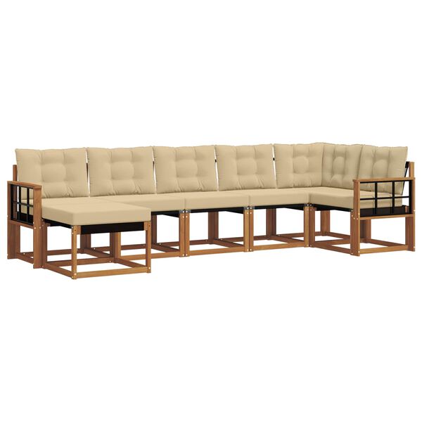 vidaXL &Uacute;ti s&oacute;fasett me&eth; p&uacute;&eth;i 7 pcs N&aacute;tt&uacute;rulegt og B&eacute;ig