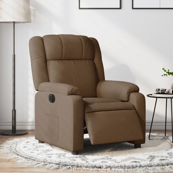 vidaXL Electric Recliner st&oacute;ll Br&uacute;nt efni