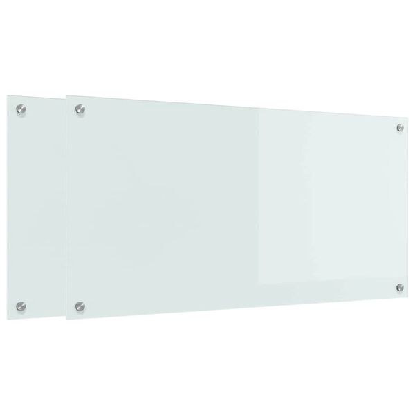 vidaXL Eldhús Backsplash Hvítt 100 x 50 cm hertuð gler