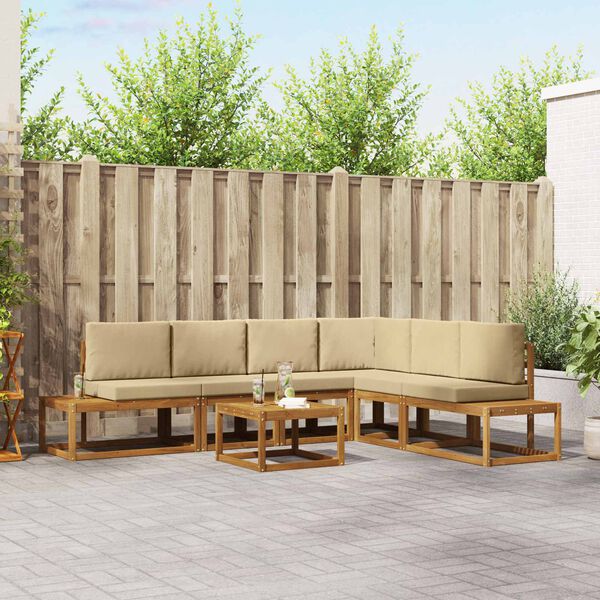 vidaXL &Uacute;ti s&oacute;fasett me&eth; p&uacute;&eth;i 7 Stykki N&aacute;tt&uacute;rulegt og B&eacute;ig