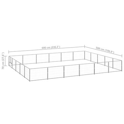 vidaXL Hundabyrgi Silfur 30 m² Stál