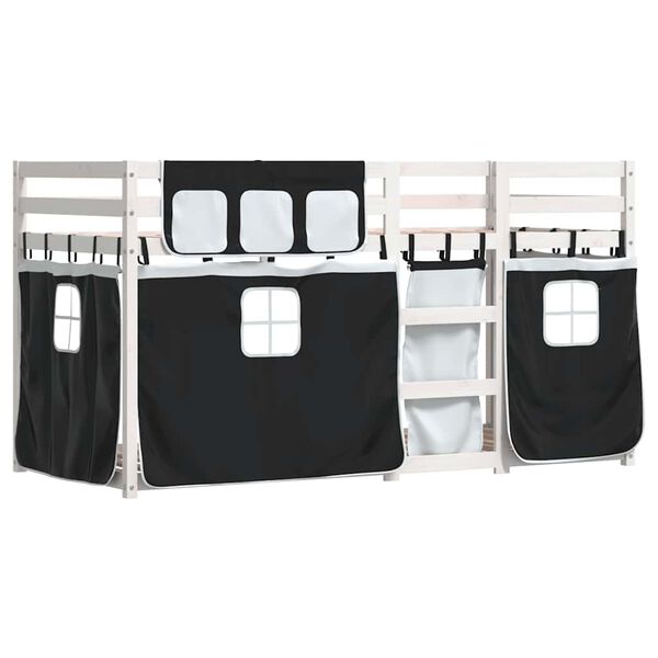 vidaXL Koja &aacute;n D&yacute;nu Hv&iacute;t og Sv&ouml;rt 80x200 cm Gegnheil Fura