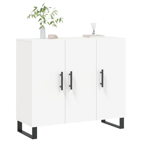 vidaXL Skenkur Hv&iacute;tur 90x34x80 cm Samsettur Vi&eth;ur