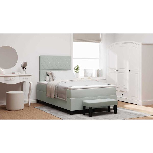 vidaXL Kassi vorinn r&uacute;m me&eth; d&yacute;nu Lj&oacute;sgr&aacute;tt 120 x 190 cm Flauel