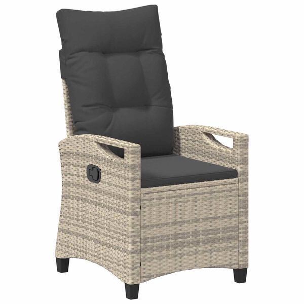 vidaXL Upphafandi Gar&eth;st&oacute;ll Lj&oacute;st gr&aacute;tt og d&ouml;kkt gr&aacute;tt p&oacute;l&yacute;rattan