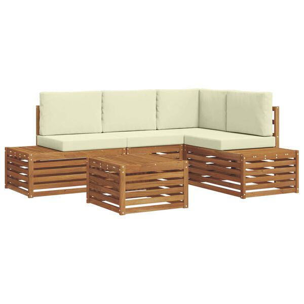 vidaXL &Uacute;ti s&oacute;fasett me&eth; p&uacute;&eth;i 5 Stykki N&aacute;tt&uacute;rulegt og Krem