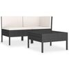 vidaXL 3 stk Gar&eth;sett me&eth; S&aelig;tisp&uacute;&eth;um Polyrattan Svart