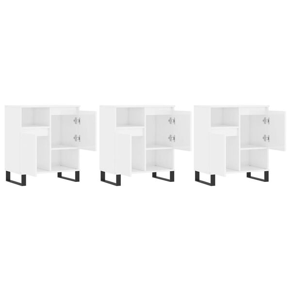 vidaXL Skenkir 3 stk. H&aacute;glans Hv&iacute;tur Samsettur Vi&eth;ur