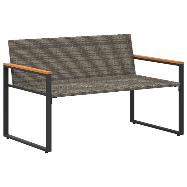 vidaXL Bekkur me&eth; p&uacute;&eth;i Gr&aacute;tt og sj&aacute;vargul 115 x 65 x 72 cm Rattan
