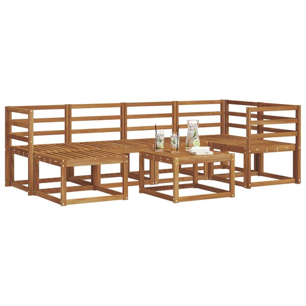 vidaXL &Uacute;ti s&oacute;fasett me&eth; p&uacute;&eth;i 7 pcs N&aacute;tt&uacute;rulegt og Lj&oacute;st Gr&aacute;tt