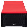 vidaXL Sólbekkur með Púða og Borði Pólýrattan Rauður
