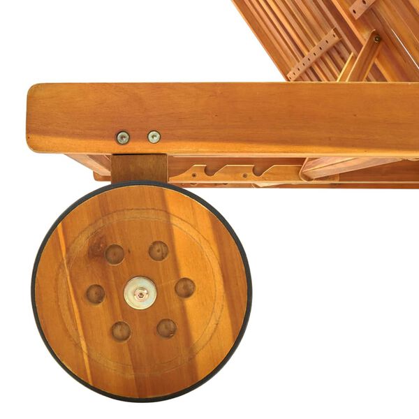 vidaXL 2 Manna Sólbekkur með Sessum Gegnheill Akasíuviður