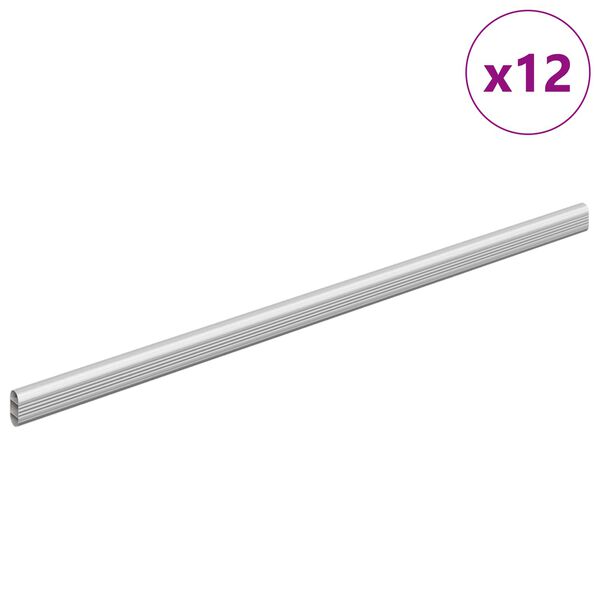 vidaXL Sk&aacute;pstangir 12 pcs Silfur 764 x 15 x 29 mm &Aacute;lblenda