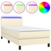 vidaXL H&oacute;lfa&eth; Springr&uacute;m me&eth; D&yacute;nu&LED Kremi 100x200 cm Gervile&eth;ur