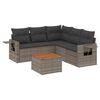 vidaXL 6 -Hluta Gar&eth;s&oacute;fasett me&eth; Sessum Gr&aacute;tt P&oacute;l&yacute;rattan