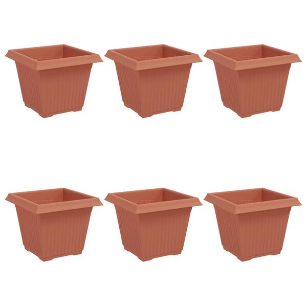 vidaXL Fermetra bl&oacute;mapottr 6 pcs Ekkert Rautt 20 x 20 x 16 cm Plast