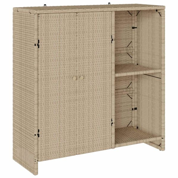 vidaXL Geymslusk&aacute;pur me&eth; hillu Drapplita&eth;ur 100 x 36 x 102 cm Rattan