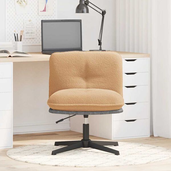 vidaXL Sn&uacute;ningsskrifstofust&oacute;ll Beige Curly Wool-Eins efni