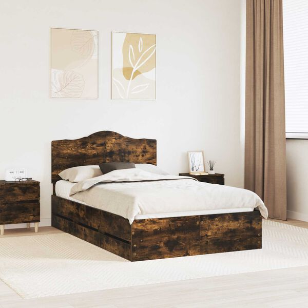 vidaXL Ramsv&iacute;k me&eth; sk&uacute;ffu Rau&eth;-eik 135 x 190 cm Verkfr&aelig;&eth;ilegt tr&eacute;