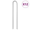 vidaXL Tjaldh&aelig;lar 12 stk. U-laga 37 cm &Oslash;10 mm Galvanh&uacute;&eth;a&eth; St&aacute;l