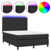 vidaXL H&oacute;lfa&eth; Springr&uacute;m me&eth; D&yacute;nu&LED Sv&ouml;rt 140x200 cm Gervile&eth;ur