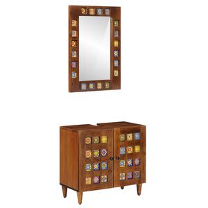 vidaXL Ba&eth;herbergismublasett Vegghengt 2 pcs Valhnota Hart mang&oacute;tr&eacute;