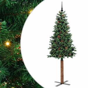 vidaXL Mj&oacute;tt j&oacute;latr&eacute; me&eth; 300 LED Gr&aelig;nn 210 cm PVC og solid furuvi&eth;