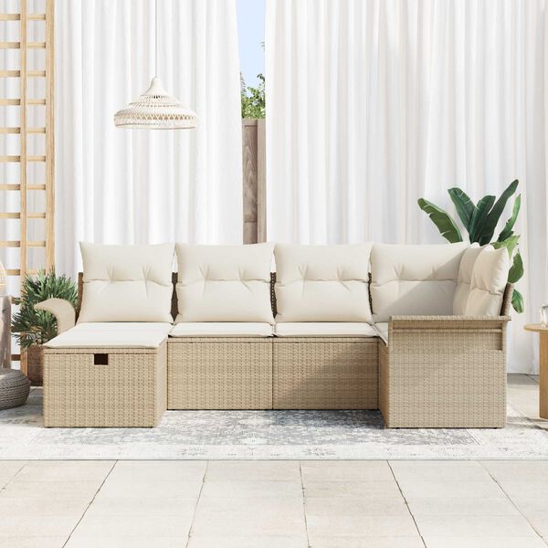vidaXL Gar&eth;s&oacute;fa sett me&eth; p&uacute;&eth;i me&eth; geymslu 6 pcs Poly rattan
