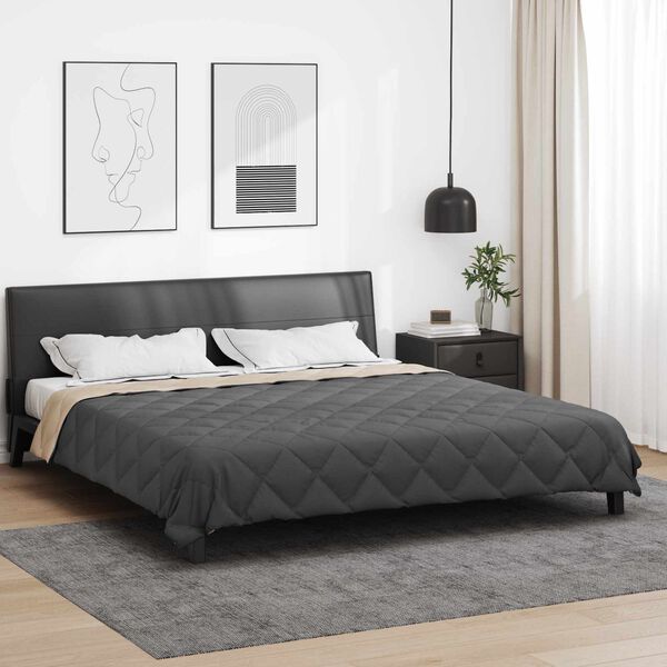 vidaXL Full &aacute;rs d&yacute;na Antrac&iacute;t og Taupe 240 x 260 cm M&iacute;kr&oacute;f&iacute;ber