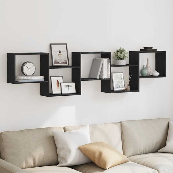 vidaXL Wall Cube Hilla 5 hólf Svartur verkfræðingur