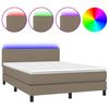 vidaXL H&oacute;lfa&eth; Springr&uacute;m me&eth; D&yacute;nu og LED M&oacute;gr&aacute;r 140x200cm Tauefni
