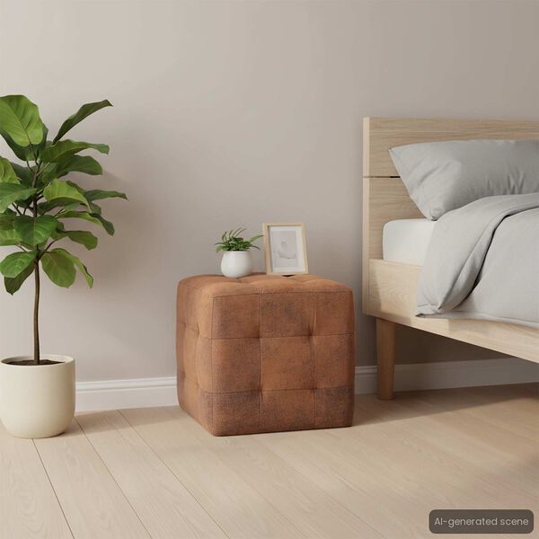 vidaXL Náttborð 2 stk. Brún 30x30x30 cm Gervirúskinn