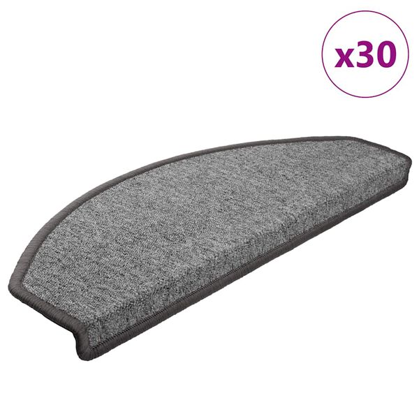 vidaXL Stigamottur 30 stk 65x24x4 cm d&ouml;kkgr&aacute;ar h&aacute;lfhringlaga st&oacute;rar