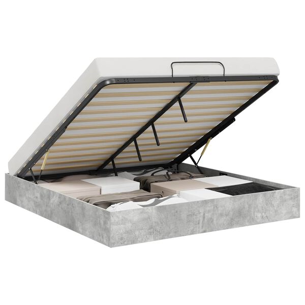 vidaXL Ott&oacute;man s&aelig;ngurrammi Steingri&eth; 160 x 200 cm Samsettur vi&eth;ur