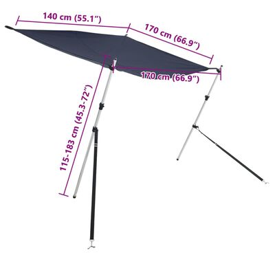 vidaXL T-laga Skyggnisframlenging Blá 170x170x(115-183) cm