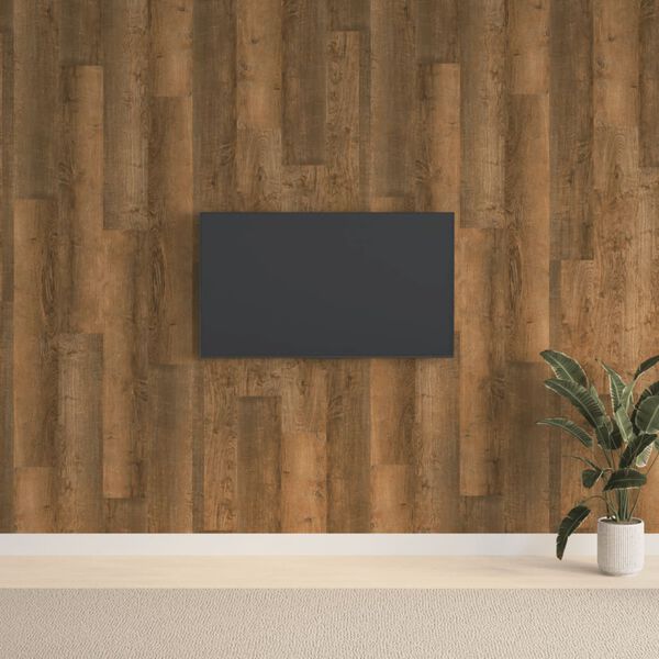vidaXL Veggplötur Wood Look Brown PVC 2,06 m²