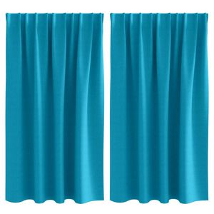 vidaXL Svartgard&iacute;nur me&eth; hringjum 2 pcs T&uacute;rk&iacute;s 140 x 140 cm P&oacute;l&yacute;ester