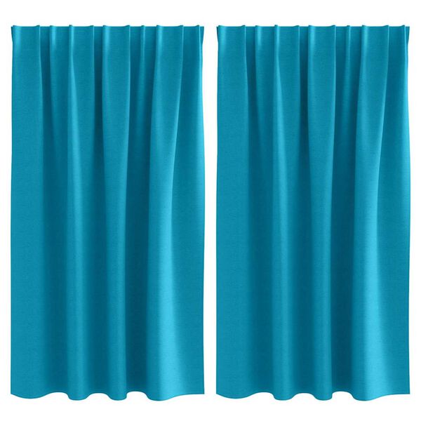 vidaXL Svartgard&iacute;nur me&eth; hringjum 2 pcs T&uacute;rk&iacute;s 140 x 140 cm P&oacute;l&yacute;ester