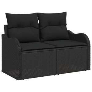 vidaXL Gar&eth;s&oacute;fa sett me&eth; p&uacute;&eth;i me&eth; kodda 6 pcs Svartur Poly Rattan
