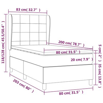 vidaXL Hólfað Springrúm með Dýnu Blátt 80x200 cm Tauefni