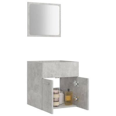 804777 vidaXL 2 Piece Bathroom Furniture Set Concrete Grey Chipboard