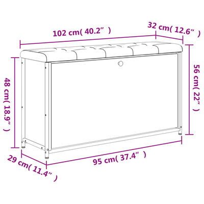 vidaXL Skóskápur með Flettiskúffu Sonoma Eik 102x32x56 cm