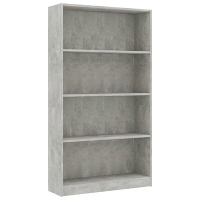 800913 vidaXL 4-Tier Book Cabinet Concrete Grey 80x24x142 cm Chipboard