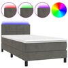vidaXL H&oacute;lfa&eth; Springr&uacute;m me&eth; D&yacute;nu&LED D&ouml;kkgr&aacute;tt 80x200 cm Flauel