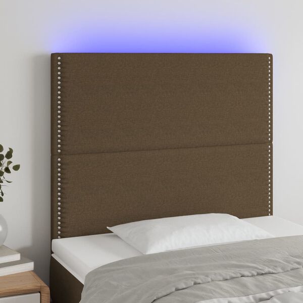 vidaXL LED h&ouml;fu&eth;gafl D&ouml;kkbr&uacute;nt 100x5x118/128 cm Efni