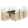 vidaXL 9 Hluta B&iacute;str&oacute;sett me&eth; Sessum Drapplita&eth; P&oacute;l&yacute;rattan