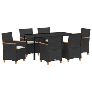 vidaXL Gar&eth;ur bor&eth;sett 7 pcs Svartur p&oacute;l&yacute;rattan